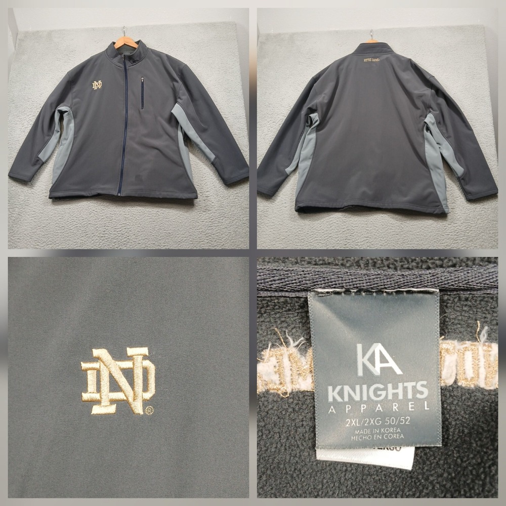 Notre Dame Fighting Irish Full Zip Jacket Mens 2XL Gray Knights Apparel